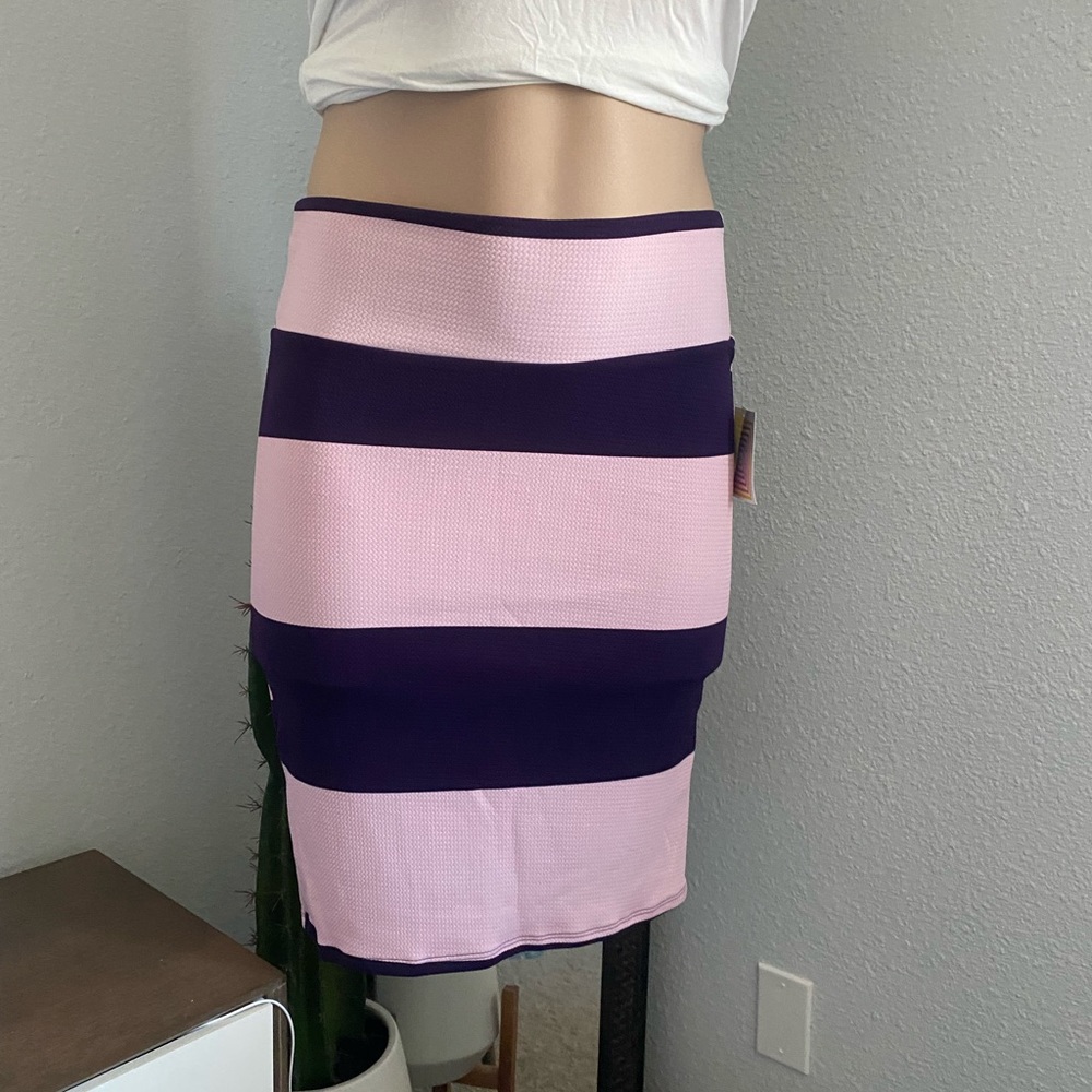 LuLaRoe Pink & Purple Striped Cassie Skirt